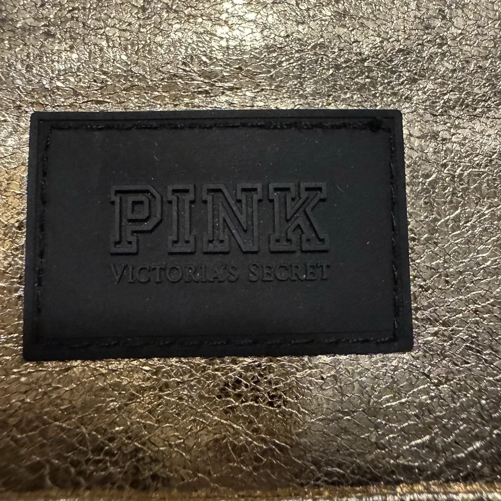 VICTORIA'S SECRET PINK CROSSBODY FANNY PACK BELT BAG ZIP TOP PURSE GOLD METALLIC